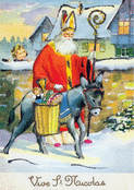 Saint Nicolas empruntant le chemin enneig&eacute;